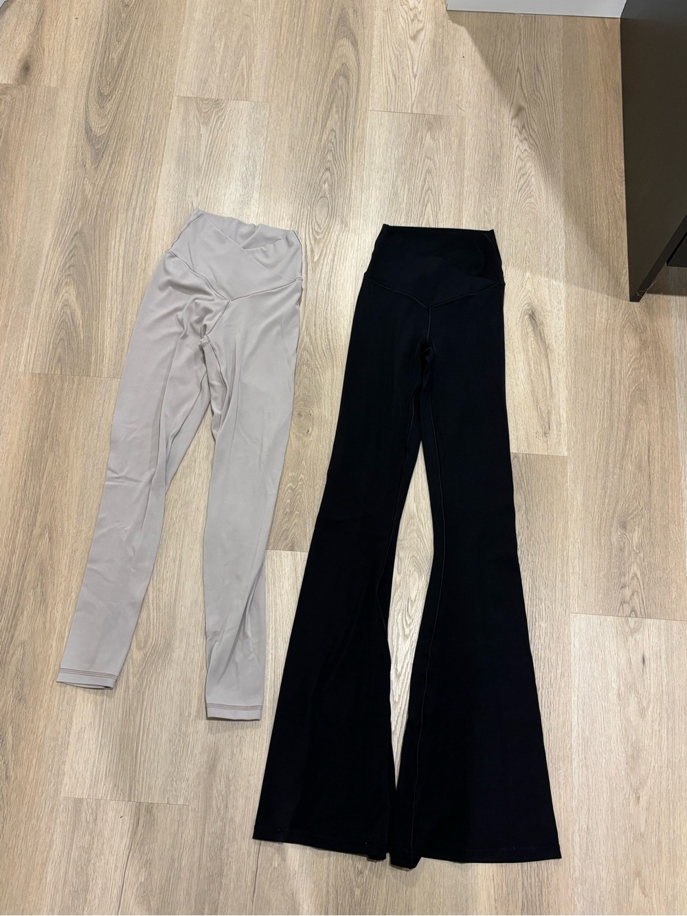 2/$30 aerie High-Waist Flare Leggings in Black and Taupe Capris Leggings